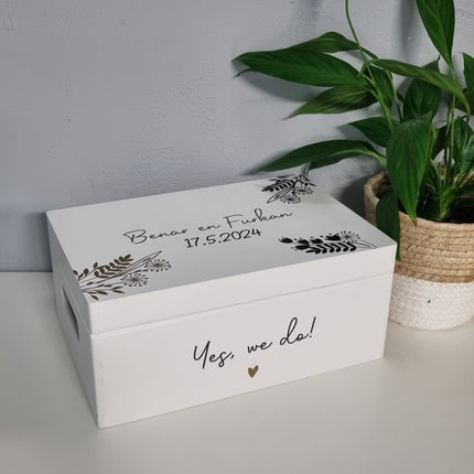 Houten Herinneringen kist  Botanical Wedding | Huwelijks cadeau