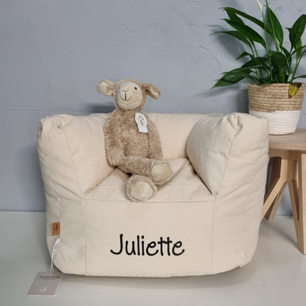 Jollein Beanbag Fauteuil | Kinderstoeltje met naam | Jollein Poef Mellow Twill naturel