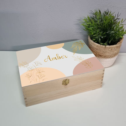 Houten Knutseldoos | Houten box met naam | Full Print For the love of pastel