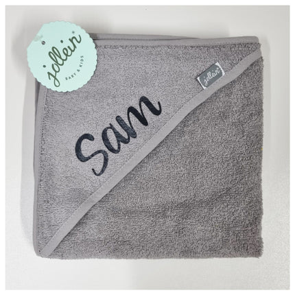 Jollein Badcape Badstof - 75 x 75cm - Storm Grey | Baby Badcape met naam bedrukt