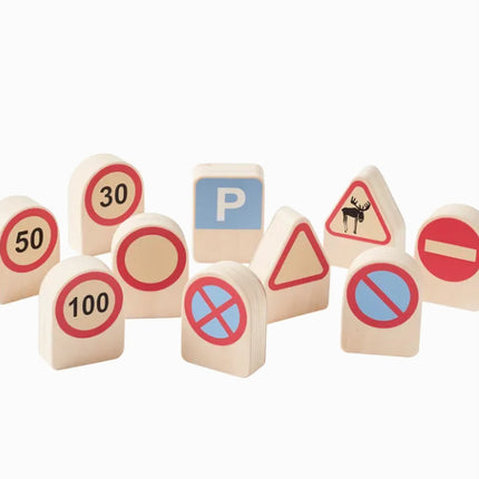 Speelset - 10 houten verkeersborden | Traffic signs AIDEN | Kids Concept