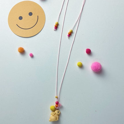 Touwketting kids met Leuke bedel |  Konijntje geel | FeelGood