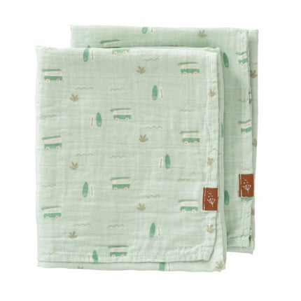 Fresk Hydrofiel Doeken - set van 2 | Organic Muslin Cloth Surf Boy 70 x 60cm