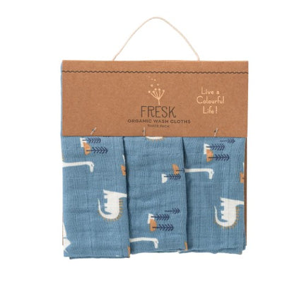 Fresk Washandjes - set van 3 | Organic Wash Cloth Dino