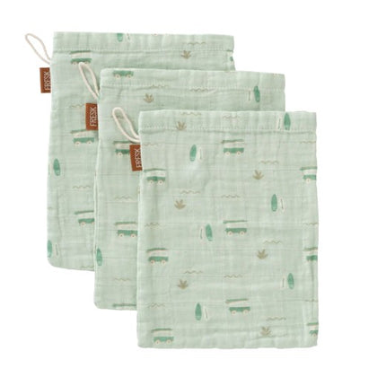 Fresk Washandjes - set van 3 | Organic Wash Cloth Surf Boy