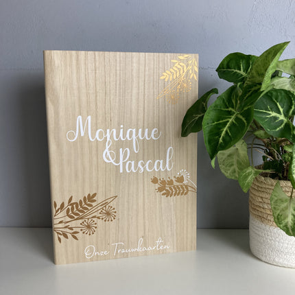 Bewaarbundel voor Huwelijks kaartjes | Houten bewaarboek - Botanical Wedding