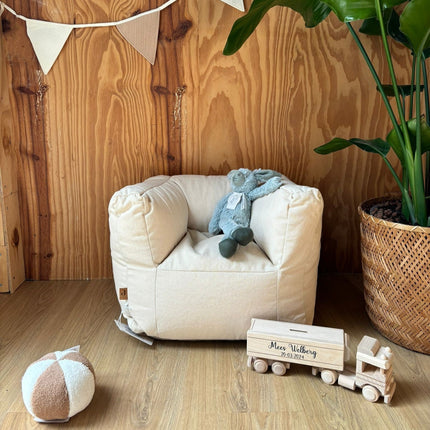 Jollein Beanbag Fauteuil | Kinderstoeltje met naam | Jollein Poef Mellow Twill naturel