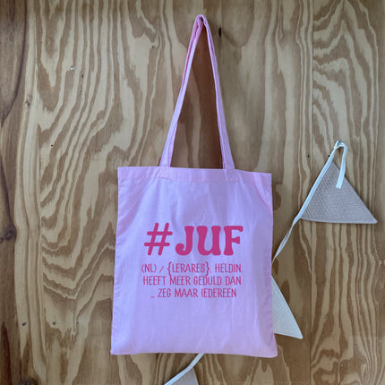 Katoenen tas voor de JUF | Juffen tas | #JUF