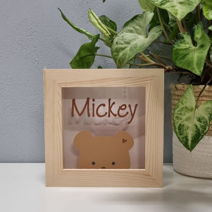 Houten Spaarpot met Naam en Beertje | Peek A Boo Teddy