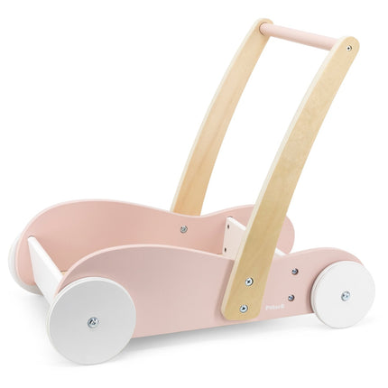 Houten roze loopwagen met naam | Duwwagen | Babywalker