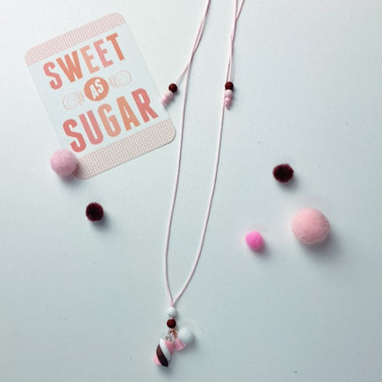 Touwketting kids met Leuke bedel |  spekje roze/bruin | FeelGood