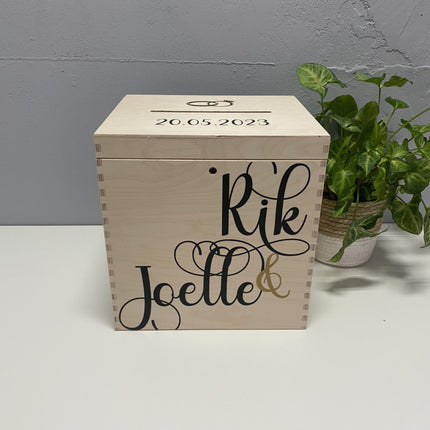 Houten Enveloppenkist met naam | Forever Connected | Huwelijks cadeau